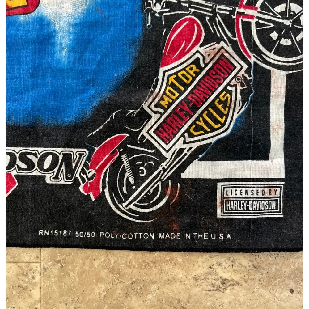 Vintage Harley Davidson Bandana Ride Into The 21st Century Biker Scarf USA Made